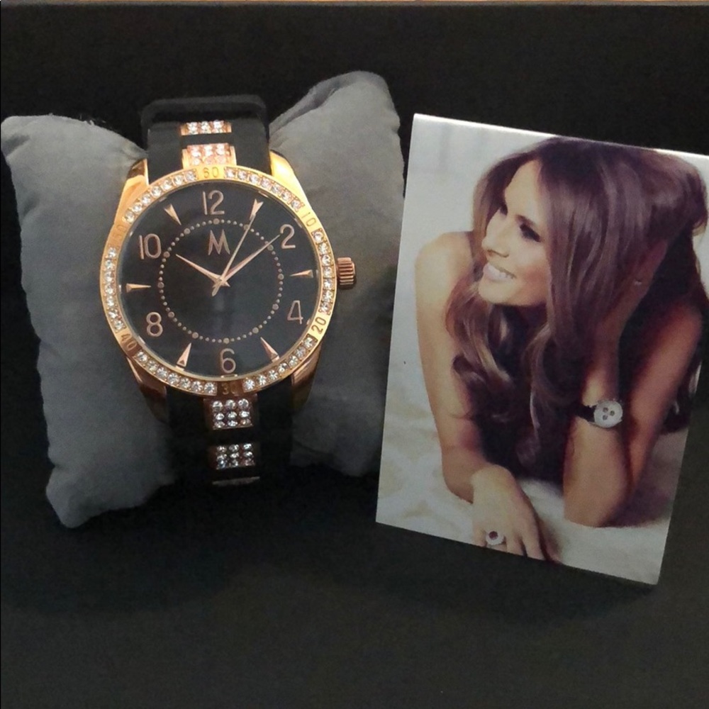 Melania Trump Black/Gold Silicone Band Watch